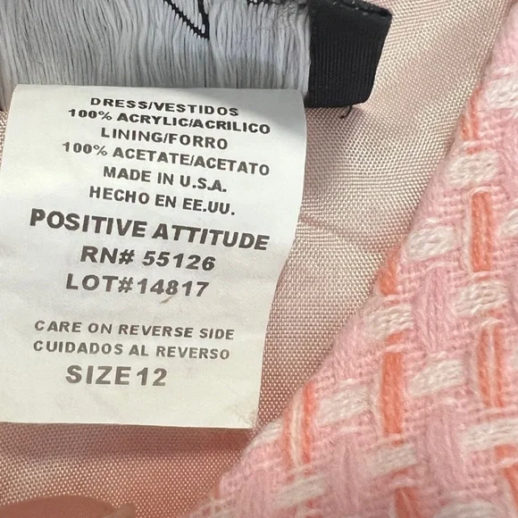 Vintage White & Pink Sheath Midi Dress plaid Tweed Cap Sleeves Size Large - Picture 9 of 13